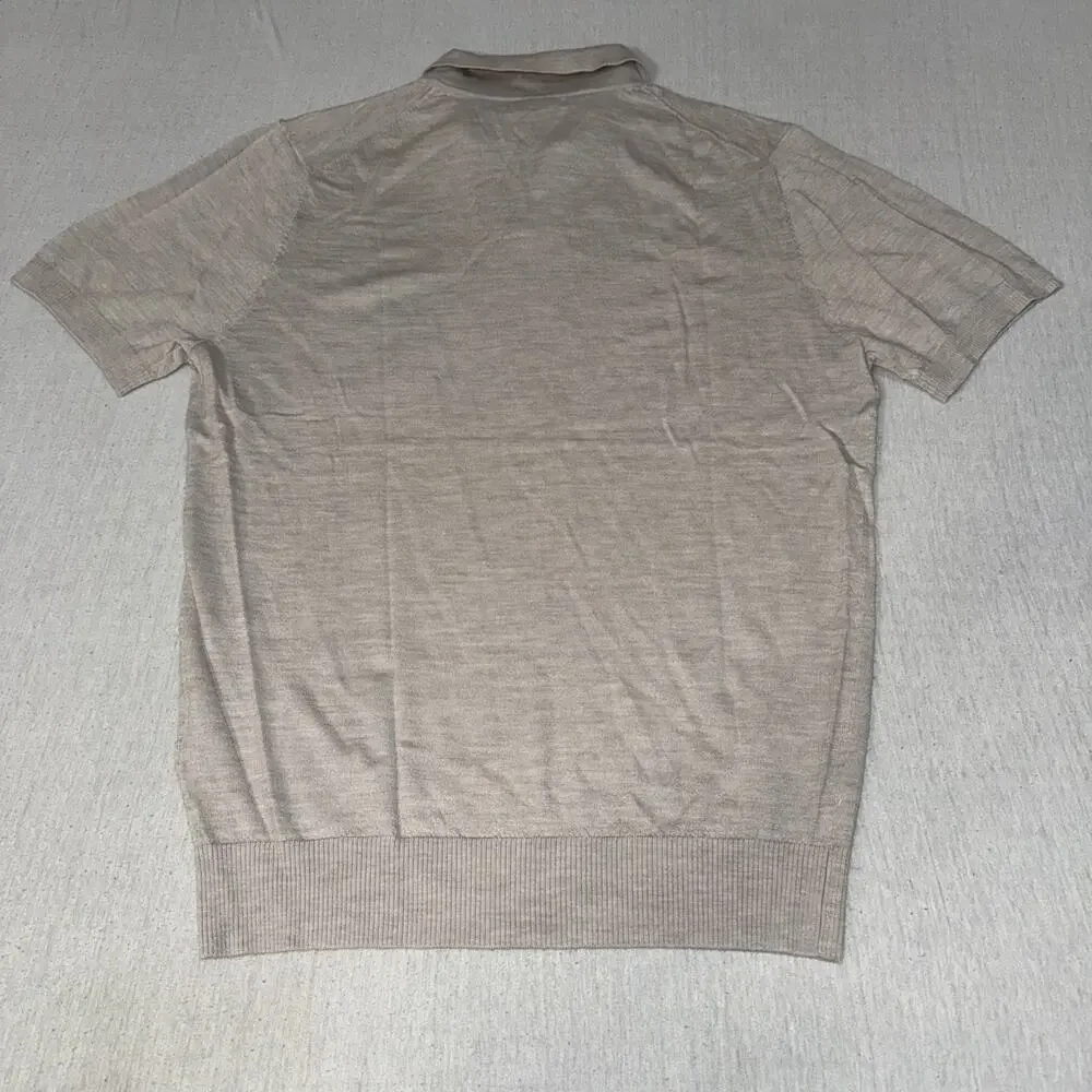 Collars & Co. Australian Marino Wool Short Sleeve Polo Tan Men’s Medium NWT